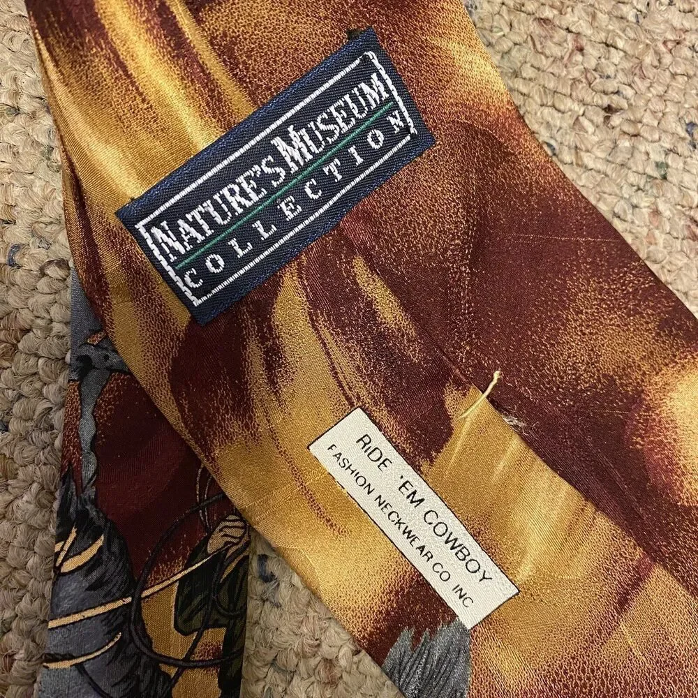 Vintage Nature’s MUSEUM COLLECTION Silk Tie Ride Em Cowboy Fashion Neck Tie